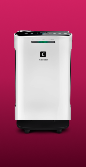 Cerina Air Purifier with Pink Background